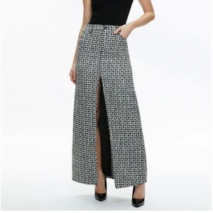 Alice + Olivia Rye Tweed Maxi Skirt (Front Slit)